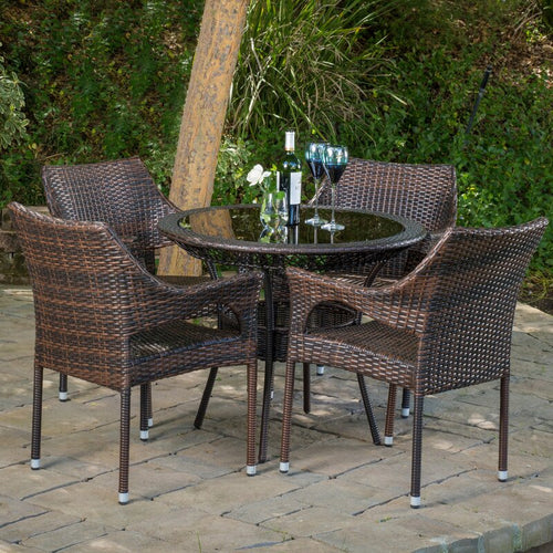 Virasat Outdoor Patio Dining Set 4 Chairs and 1 Table (Brown)-VIRASAT FURNITURE & FURNISHING