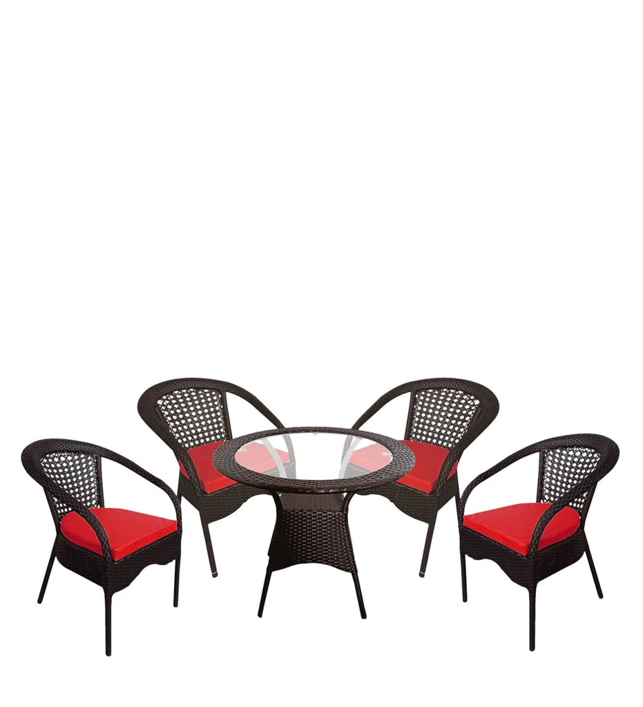 Virasat Outdoor Patio Seating Set 4 Chairs and 1 Table Set (Brown)-VIRASAT FURNITURE & FURNISHING