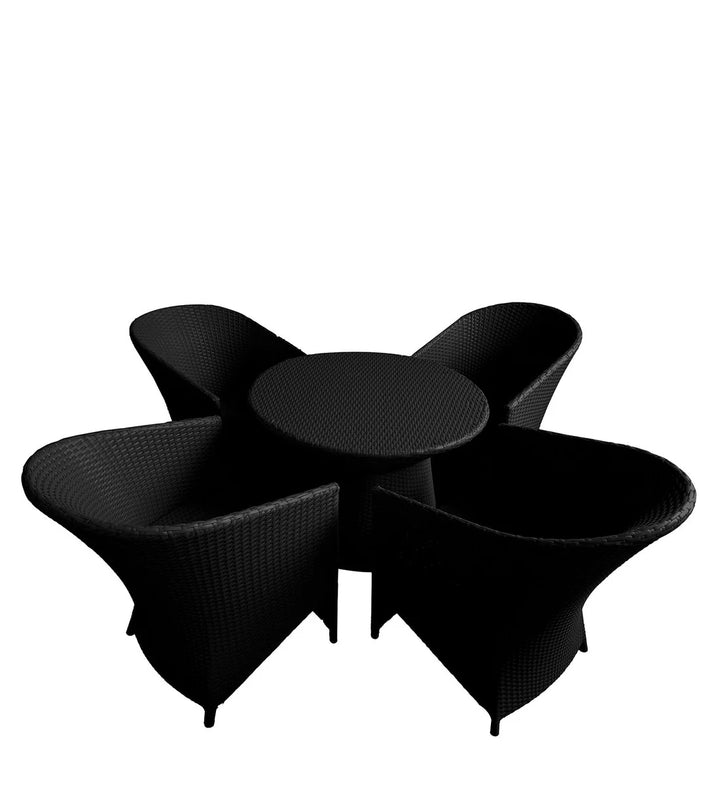 Virasat Daksh Outdoor Patio Seating Set 4 Chairs and 1 Table Set (Black)