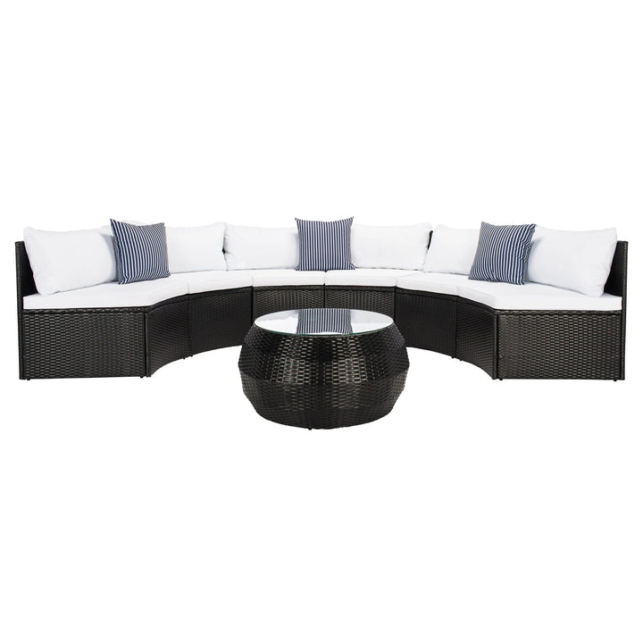 Virasat Melchiorre Outdoor Sofa Set 6 Seater and 1 Center Table (Black+white)