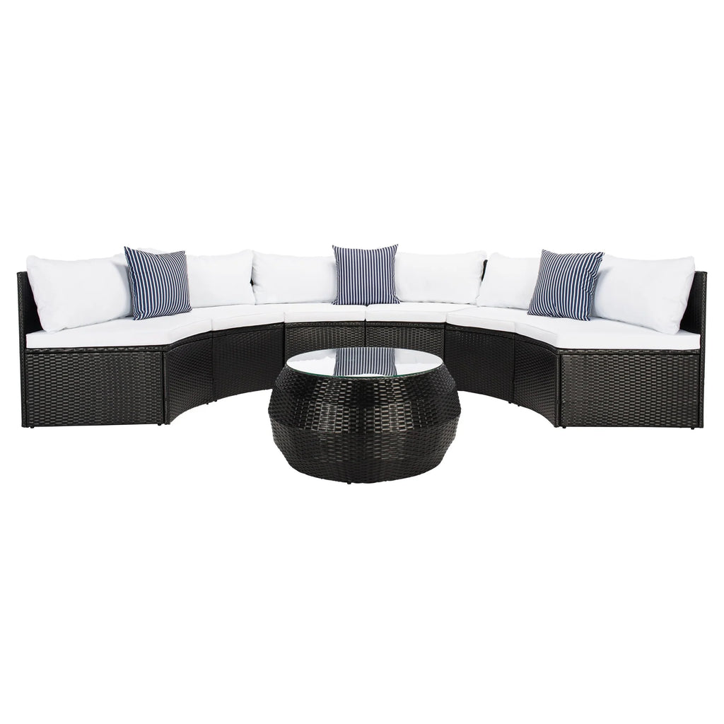 Virasat Outdoor Sofa Set 6 Seater and 1 Center Table (Black+white)-VIRASAT FURNITURE & FURNISHING