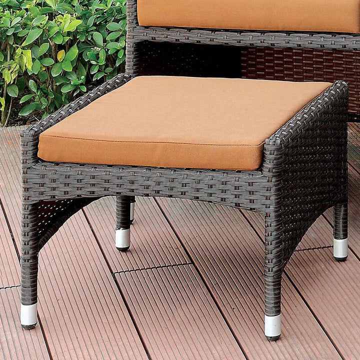 Virasat Ava Outdoor Patio Seating Set 2 Chairs 2 Ottoman and Table Set (Dark Brown)