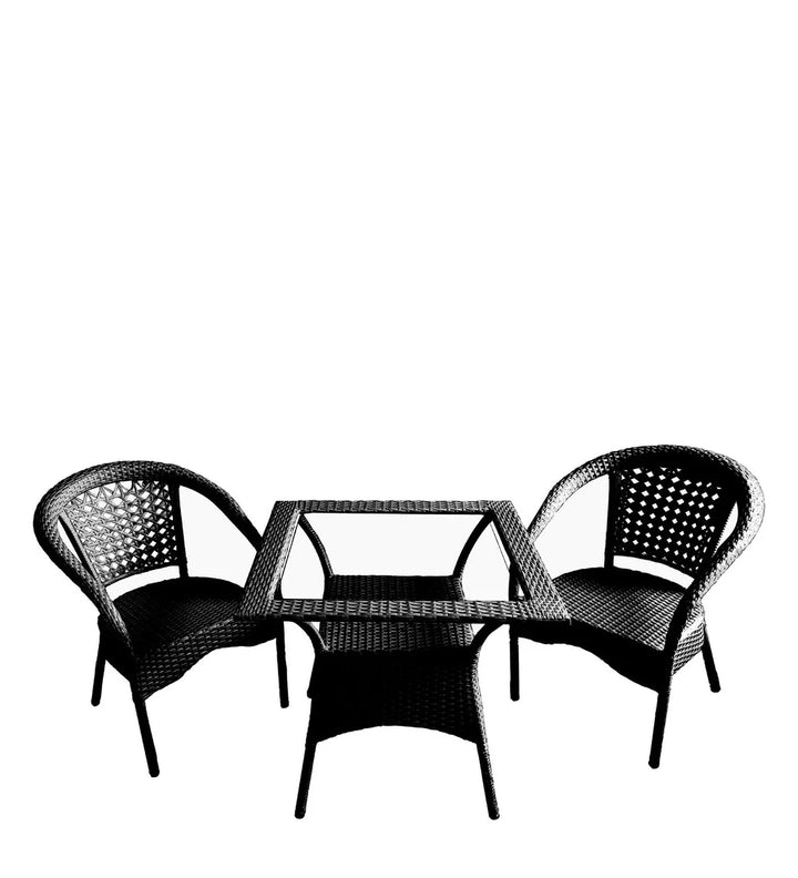 Virasat Sam Outdoor Patio Seating Set 2 Chairs and 1 Table Set (Black)