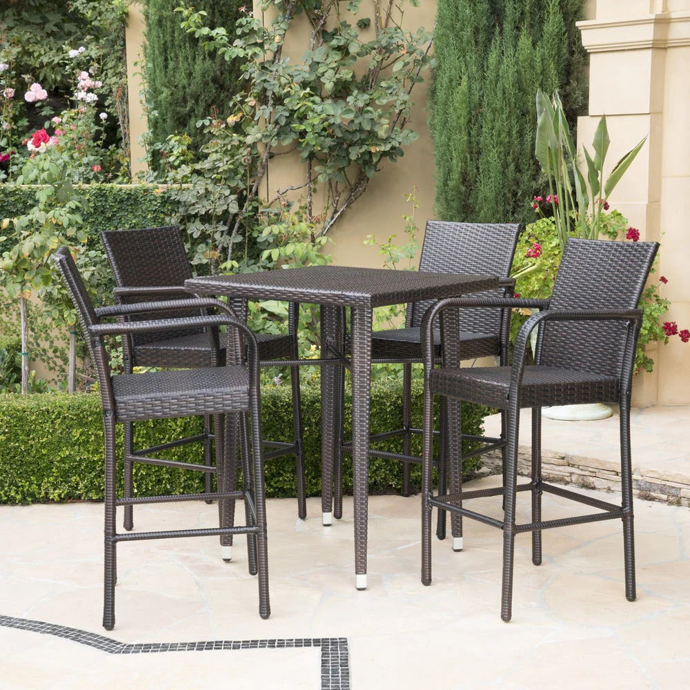 Virasat Outdoor Patio Bar Sets 4 Chairs and 1 Table (Brown)-VIRASAT FURNITURE & FURNISHING