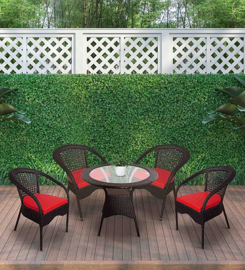 Virasat Outdoor Patio Seating Set 4 Chairs and 1 Table Set (Brown)-VIRASAT FURNITURE & FURNISHING