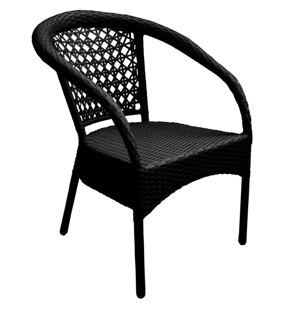 Virasat Outdoor Patio Seating Set 2 Chairs 1 Table Black-VIRASAT FURNITURE & FURNISHING