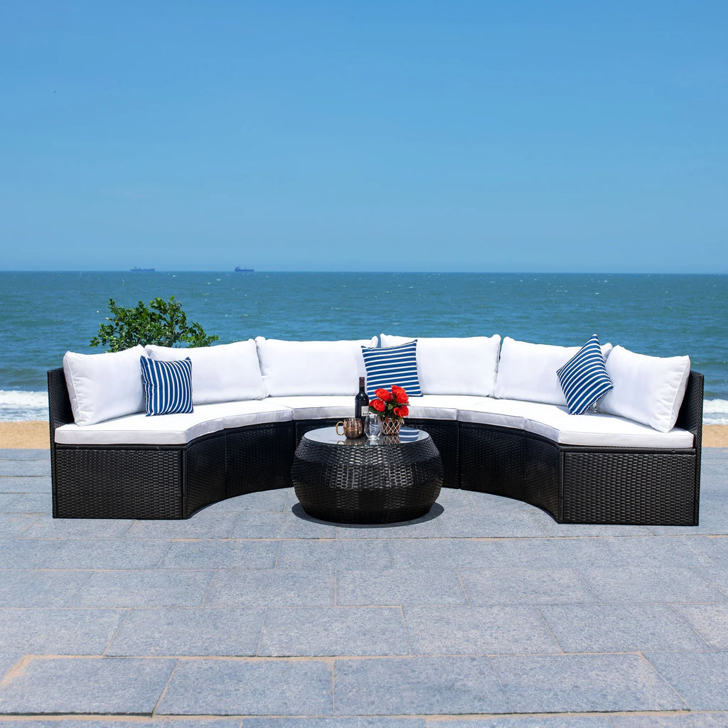 Virasat Outdoor Sofa Set 6 Seater and 1 Center Table (Black+white)-VIRASAT FURNITURE & FURNISHING