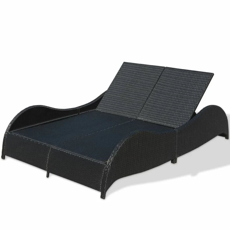 Virasat Outdoor Poolside Sunbed With Cushion Daybed (Black/Brown)-VIRASAT FURNITURE & FURNISHING