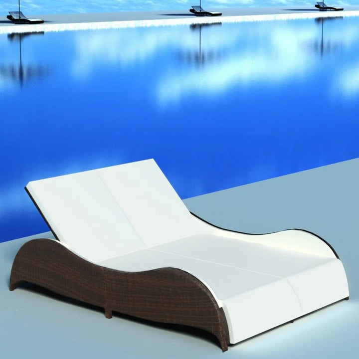 Virasat Capone Outdoor Poolside Sunbed With Cushion Daybed (Black/Brown)