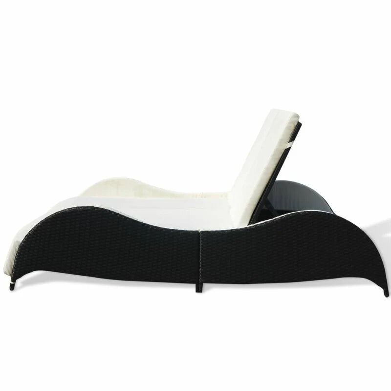 Virasat Outdoor Poolside Sunbed With Cushion Daybed (Black/Brown)-VIRASAT FURNITURE & FURNISHING