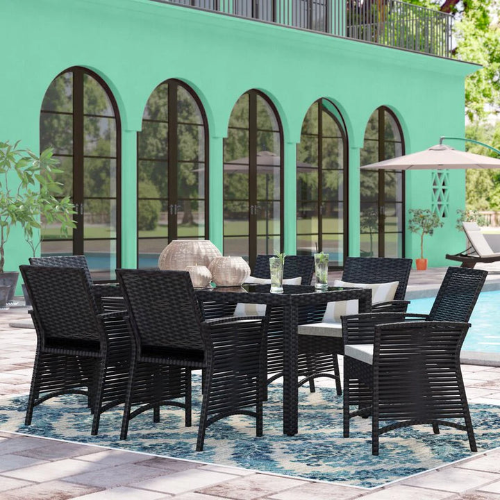 Virasat Palermo Outdoor Patio Dining Set 6 Chairs and 1 Table (Black)