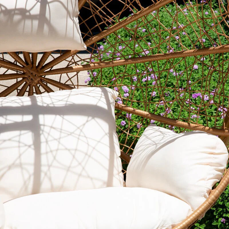 Virasat Single Seater Hanging Swing With Stand For Balcony, Garden Swing (Honey)-VIRASAT FURNITURE & FURNISHING