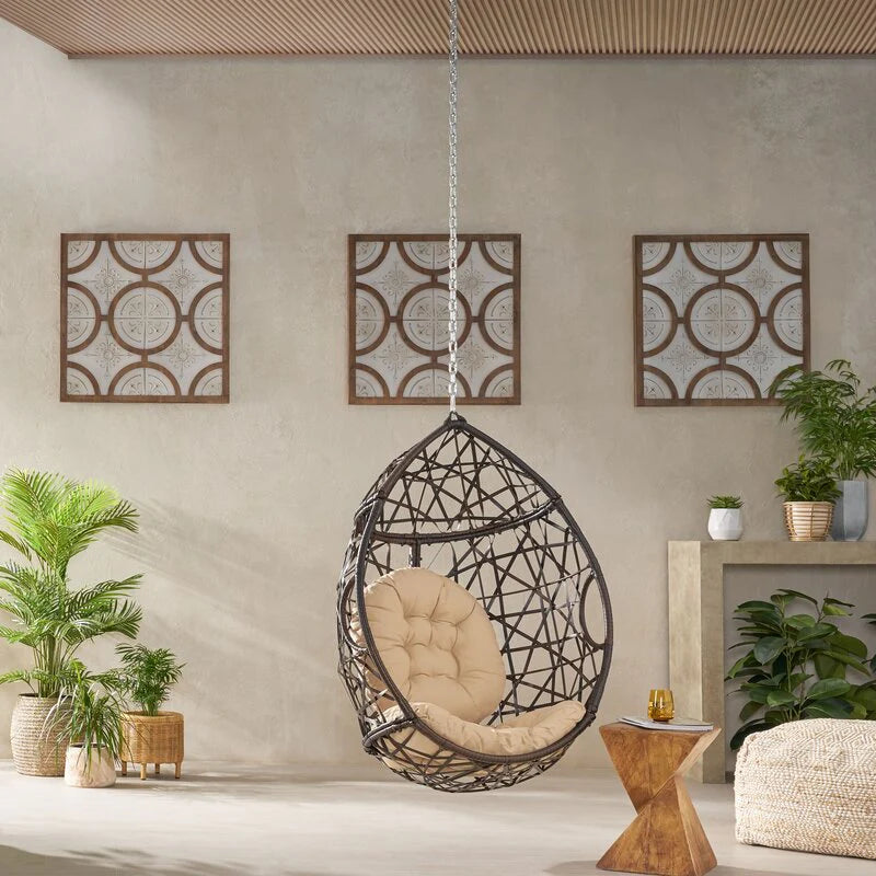 Virasat Single Seater Hanging Swing Without Stand For Balcony , Garden Swing (Dark Brown)-VIRASAT FURNITURE & FURNISHING