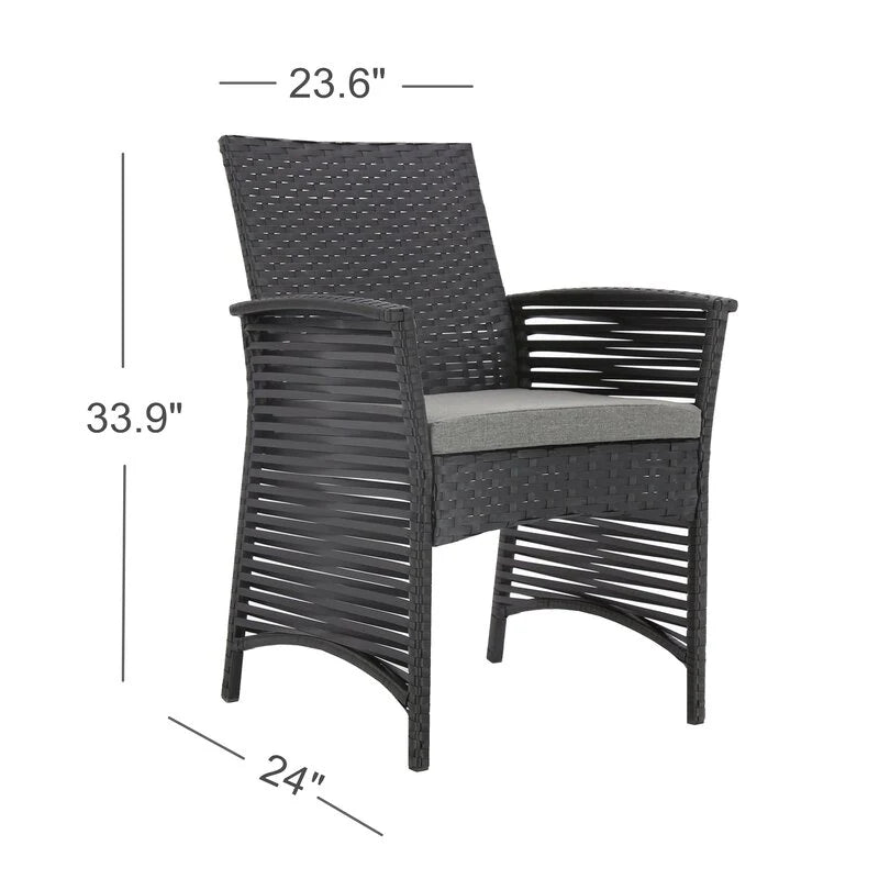 Virasat Palermo Outdoor Patio Dining Set 6 Chairs and 1 Table (Black)