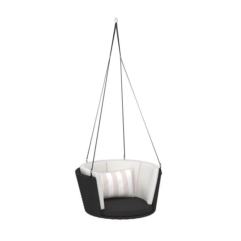 VIRASAT FURNITURE LEONE SINGLE SEATER HANGING SWING WITHOUT STAND FOR BALCONY & GARDEN SWING (BLACK)