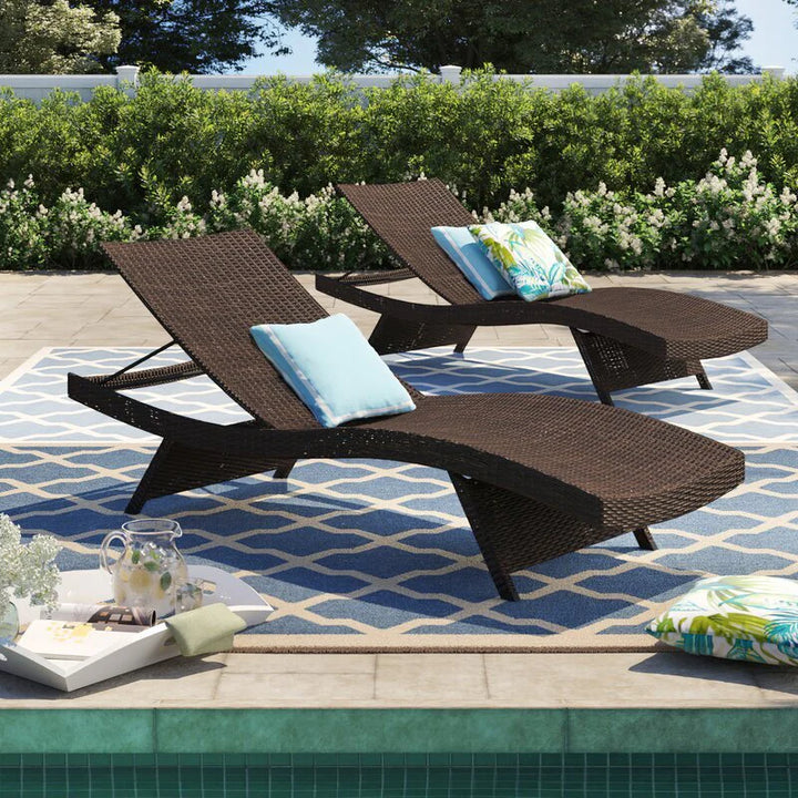 Virasat Aver Outdoor Swimming Poolside Lounger Set of 2 (Brown)