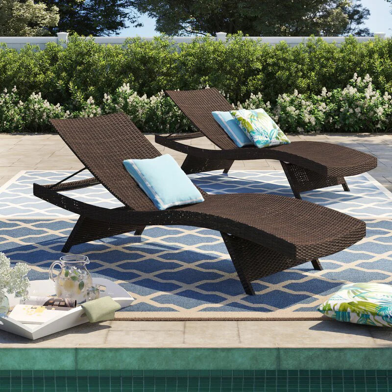 Virasat Outdoor Swimming Poolside Lounger Set of 2 Brown-VIRASAT FURNITURE & FURNISHING