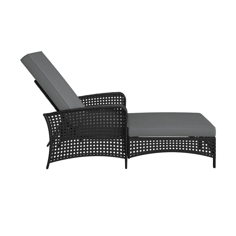 Virasat Outdoor Swimming Poolside Lounger Black-VIRASAT FURNITURE & FURNISHING