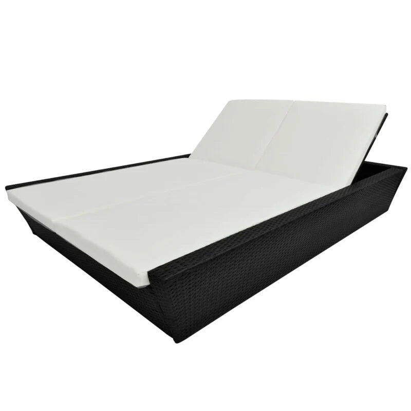 Virasat Outdoor Poolside Sunbed With Cushion Daybed (Black/Brown)-VIRASAT FURNITURE & FURNISHING