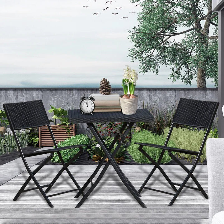 Virasat Ahou Outdoor Patio Seating Set 2 Chairs and 1 Table Set (Black)