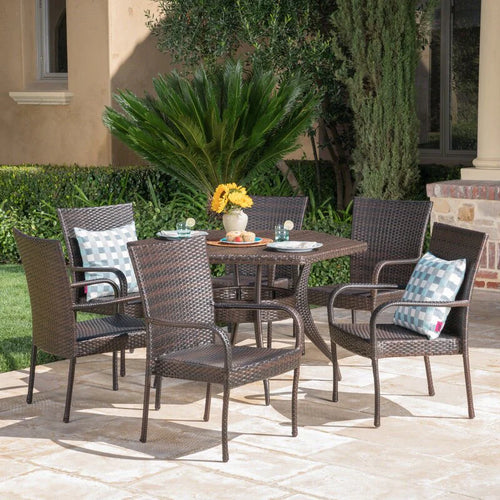 Virasat Outdoor Patio Dining Set 6 Chairs and 1 Table (Brown)-VIRASAT FURNITURE & FURNISHING