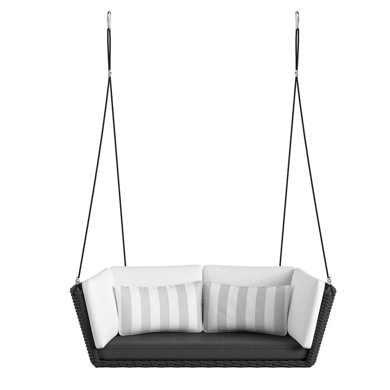 Virasat Double Seater Hanging Swing Without Stand For Balcony, Garden Swing (Black)-VIRASAT FURNITURE & FURNISHING