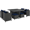 Virasat Outdoor Patio Dining Set 4 Chairs, 4 Ottoman and 1 Table (Grey)-VIRASAT FURNITURE & FURNISHING