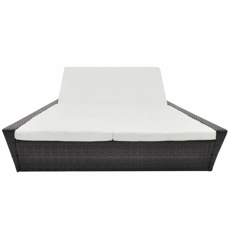 Virasat Outdoor Poolside Sunbed With Cushion Daybed (Black/Brown)-VIRASAT FURNITURE & FURNISHING