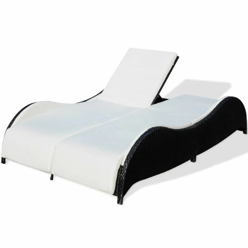 Virasat Outdoor Poolside Sunbed With Cushion Daybed (Black/Brown)-VIRASAT FURNITURE & FURNISHING