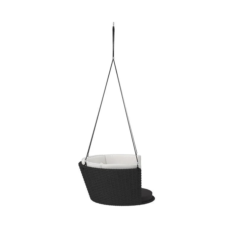 VIRASAT FURNITURE LEONE SINGLE SEATER HANGING SWING WITHOUT STAND FOR BALCONY & GARDEN SWING (BLACK)