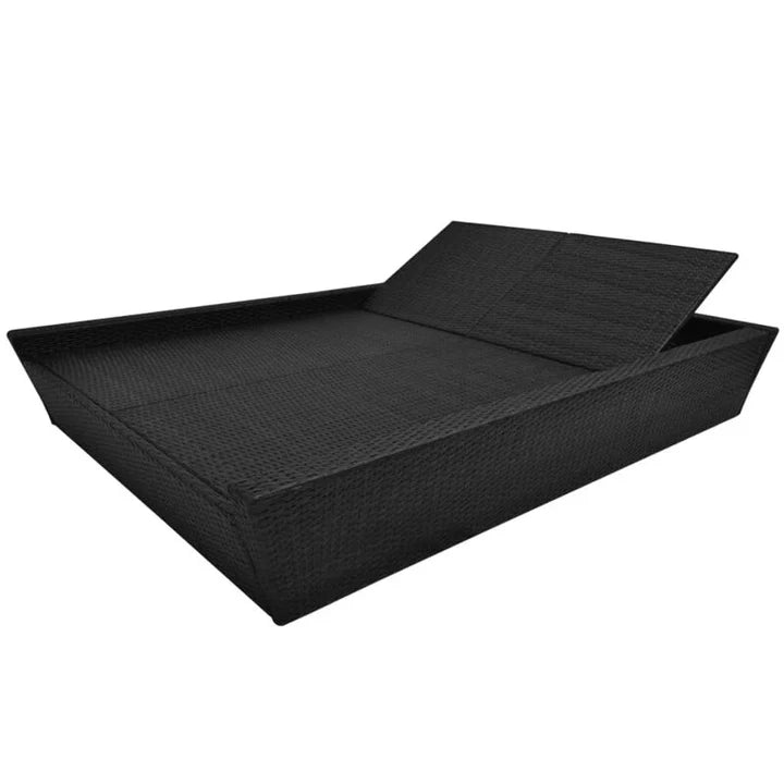 Virasat Outdoor Poolside Sunbed With Cushion Daybed (Black/Brown)-VIRASAT FURNITURE & FURNISHING