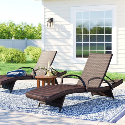 Virasat Outdoor Swimming Poolside Lounger Set of 2 Brown-VIRASAT FURNITURE & FURNISHING