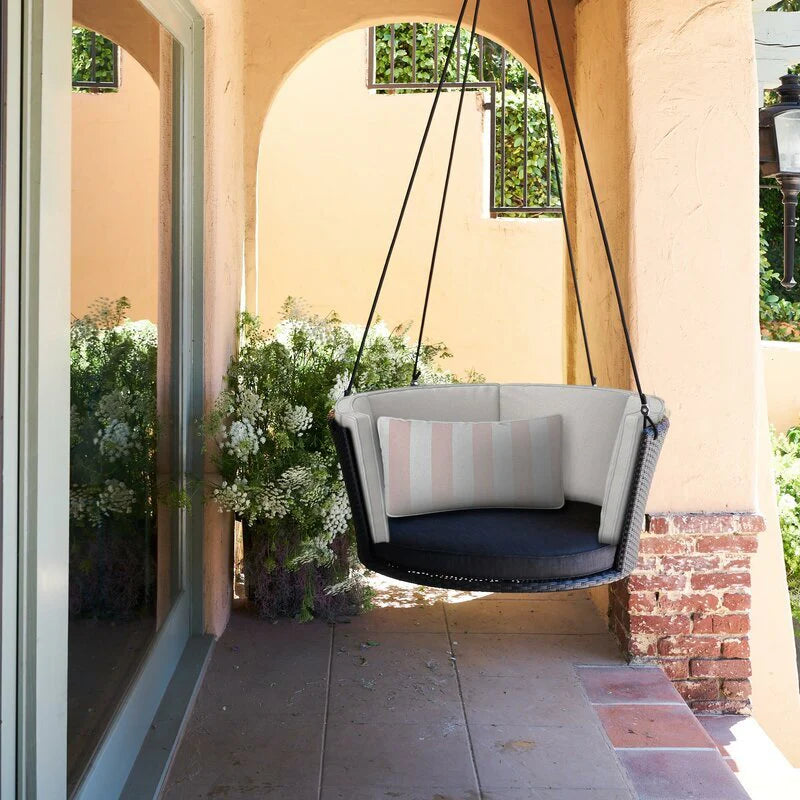 VIRASAT FURNITURE LEONE SINGLE SEATER HANGING SWING WITHOUT STAND FOR BALCONY & GARDEN SWING (BLACK)