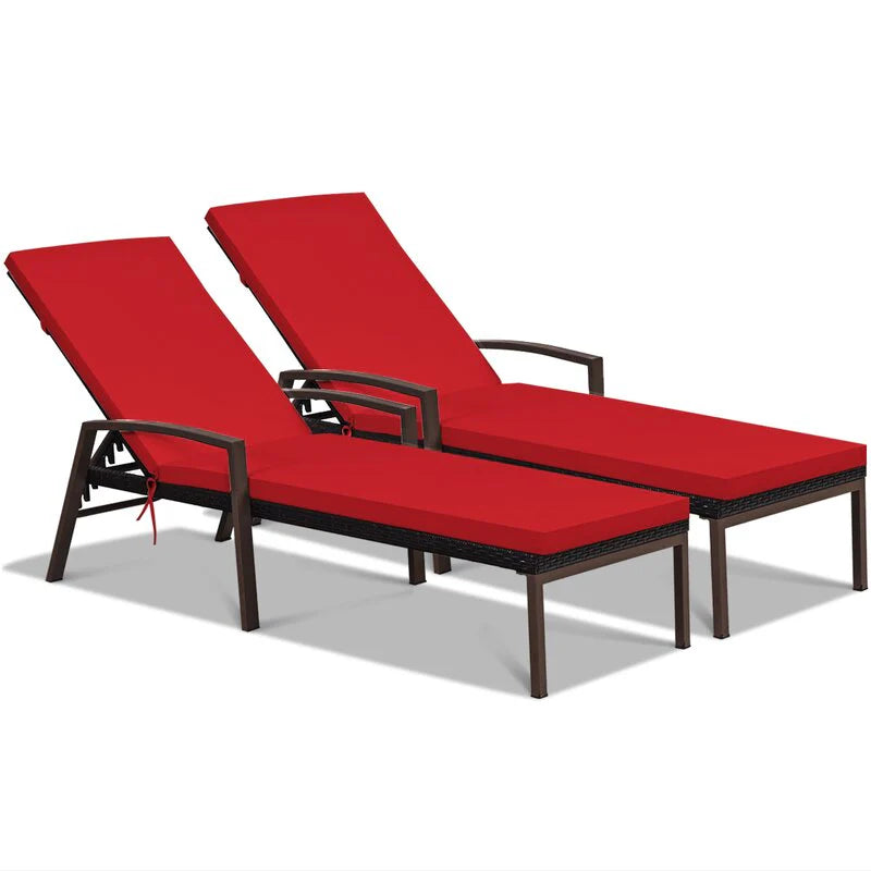 Virasat Outdoor Swimming Poolside Lounger Set of 2 Black-VIRASAT FURNITURE & FURNISHING