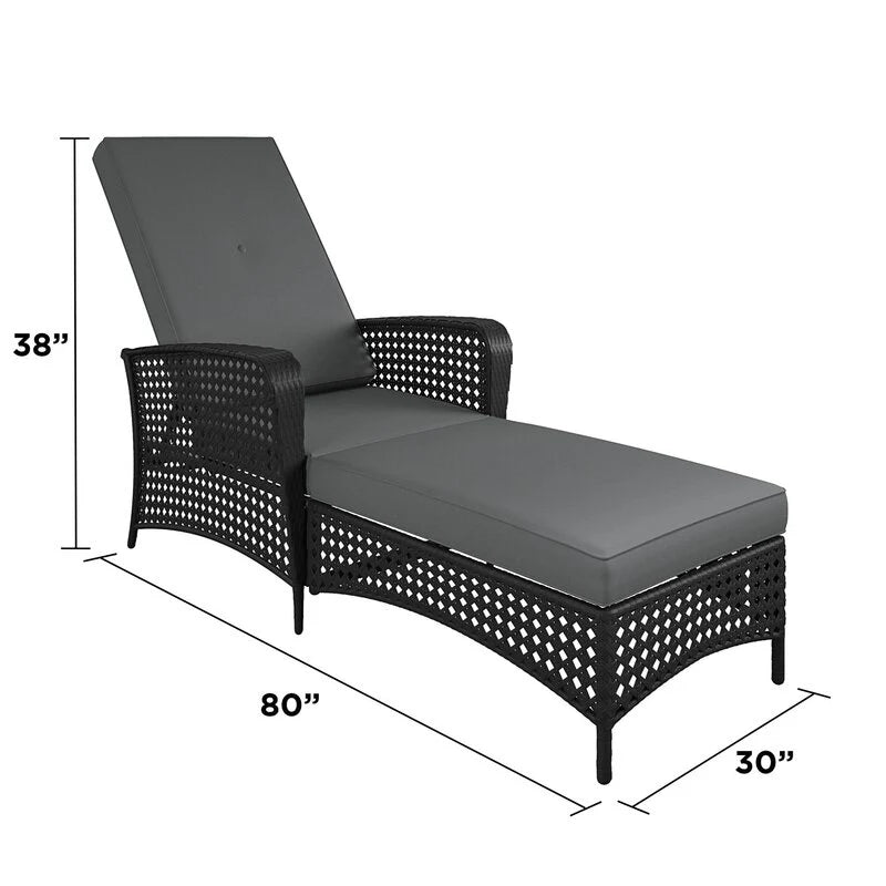 Virasat Outdoor Swimming Poolside Lounger Black-VIRASAT FURNITURE & FURNISHING