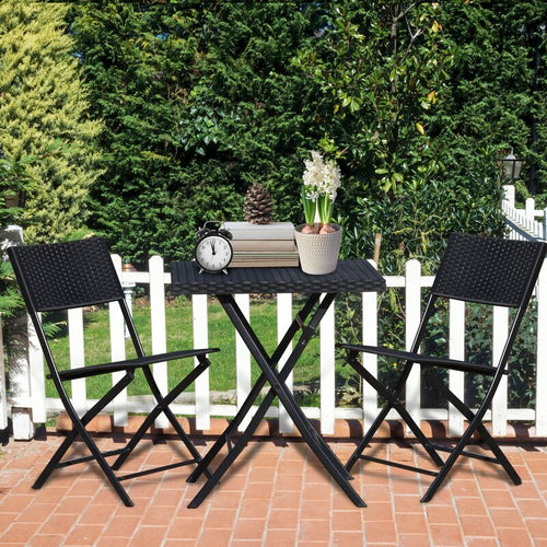 Virasat Outdoor Patio Seating Set 2 Chairs 1 Table Set Black-VIRASAT FURNITURE & FURNISHING