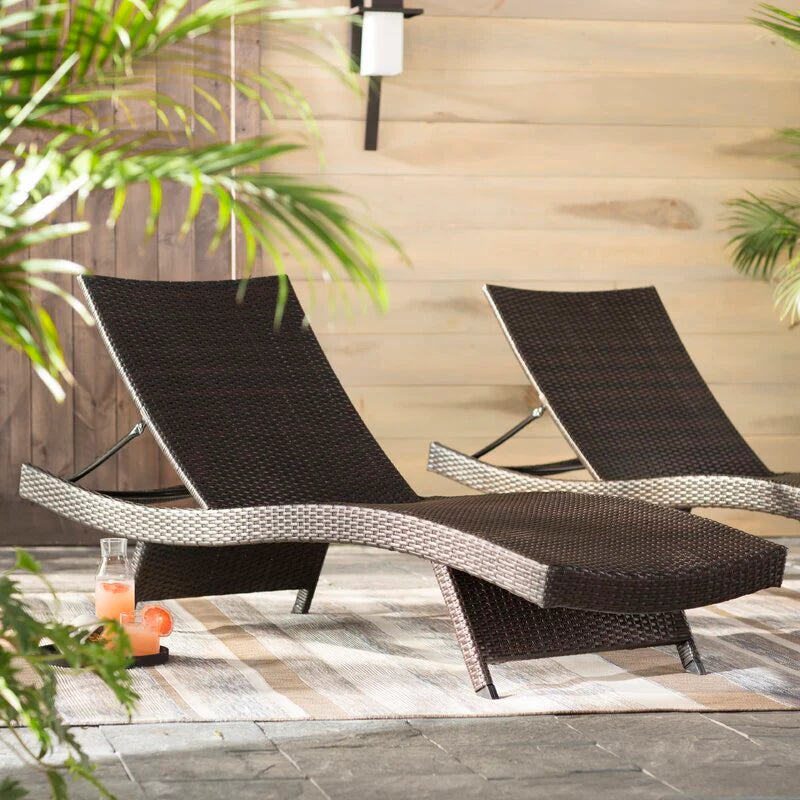 Virasat Aver Outdoor Swimming Poolside Lounger Set of 2 (Brown)