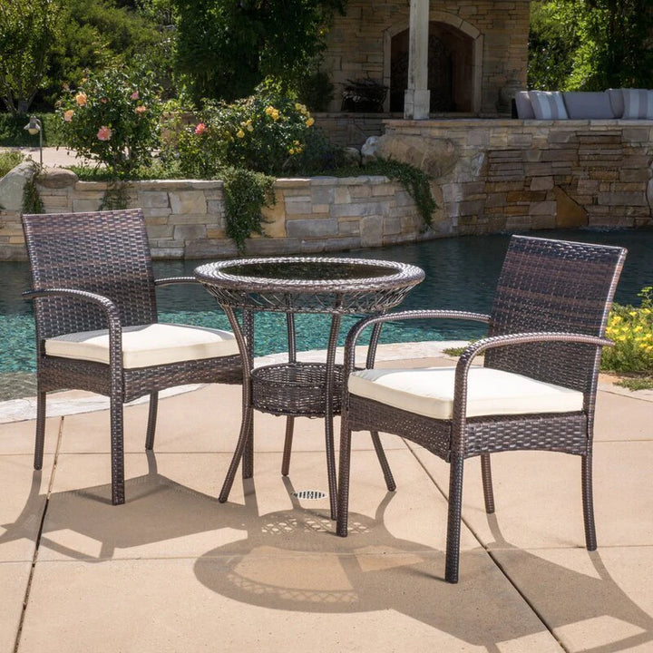 Virasat Lema Outdoor Patio Seating Set 2 Chairs and 1 Table Set (Brown)