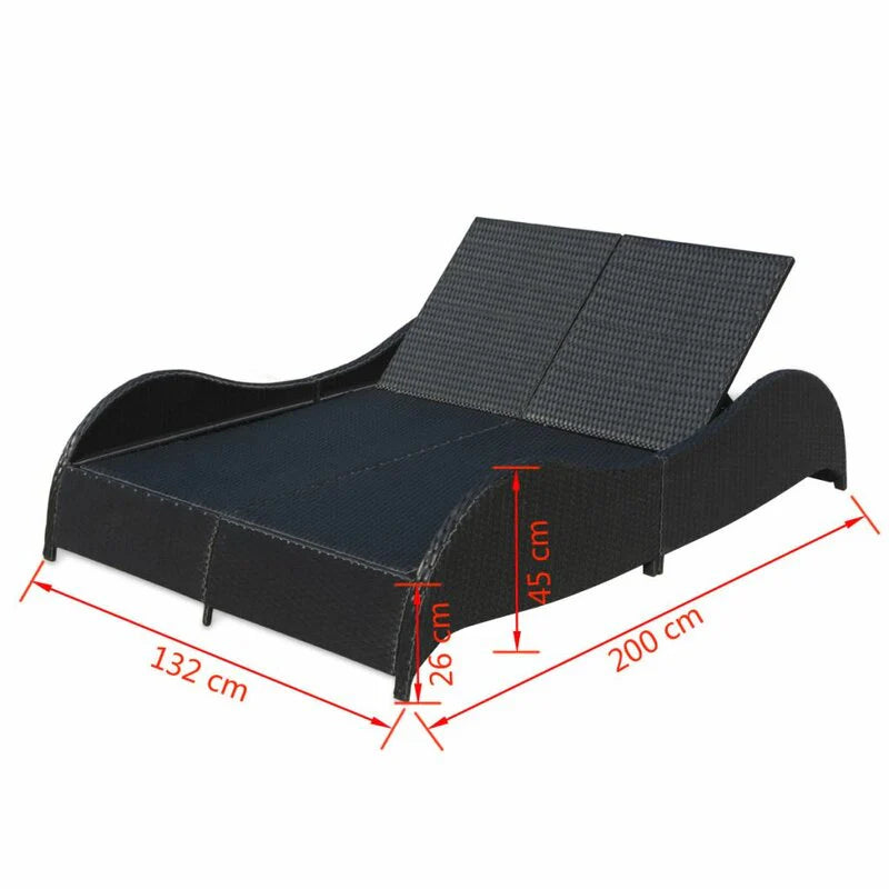 Virasat Outdoor Poolside Sunbed With Cushion Daybed (Black/Brown)-VIRASAT FURNITURE & FURNISHING
