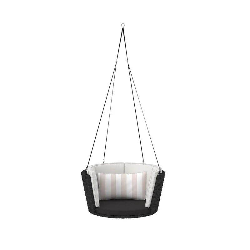 VIRASAT FURNITURE LEONE SINGLE SEATER HANGING SWING WITHOUT STAND FOR BALCONY & GARDEN SWING (BLACK)