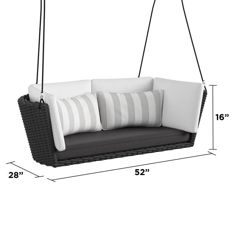 Virasat Double Seater Hanging Swing Without Stand For Balcony, Garden Swing (Black)-VIRASAT FURNITURE & FURNISHING
