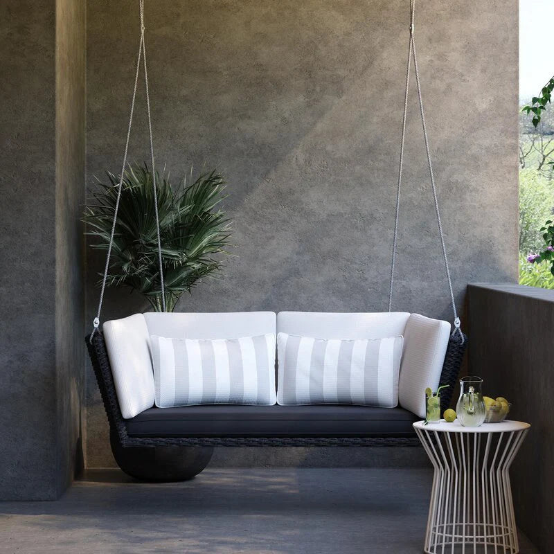 Virasat Double Seater Hanging Swing Without Stand For Balcony, Garden Swing (Black)-VIRASAT FURNITURE & FURNISHING