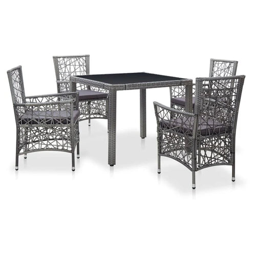 Virasat Outdoor Patio Dining Set 4 Chairs and 1 Table (Gray)-VIRASAT FURNITURE & FURNISHING