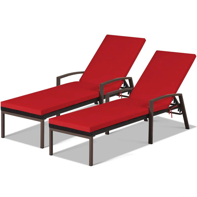 Virasat Outdoor Swimming Poolside Lounger Set of 2 Black-VIRASAT FURNITURE & FURNISHING