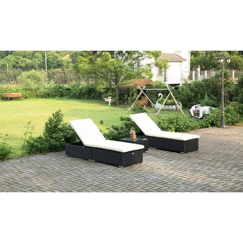 Virasat Outdoor Swimming Poolside Lounger Set of 2 Black-VIRASAT FURNITURE & FURNISHING