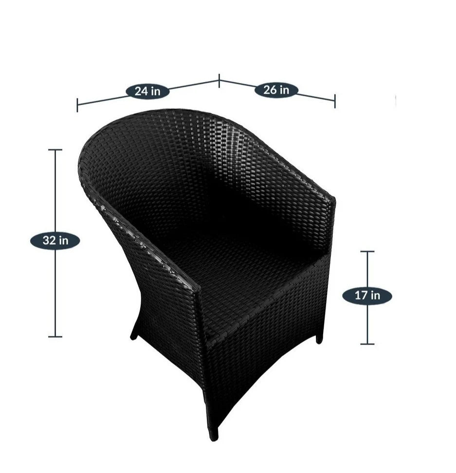 Virasat Outdoor Patio Seating Set 2 Chairs and 1 Table Set Black-VIRASAT FURNITURE & FURNISHING