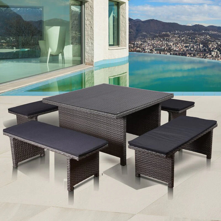 Virasat Eula Outdoor Patio Dining Set 4 Chairs and 1 Table (Gray)