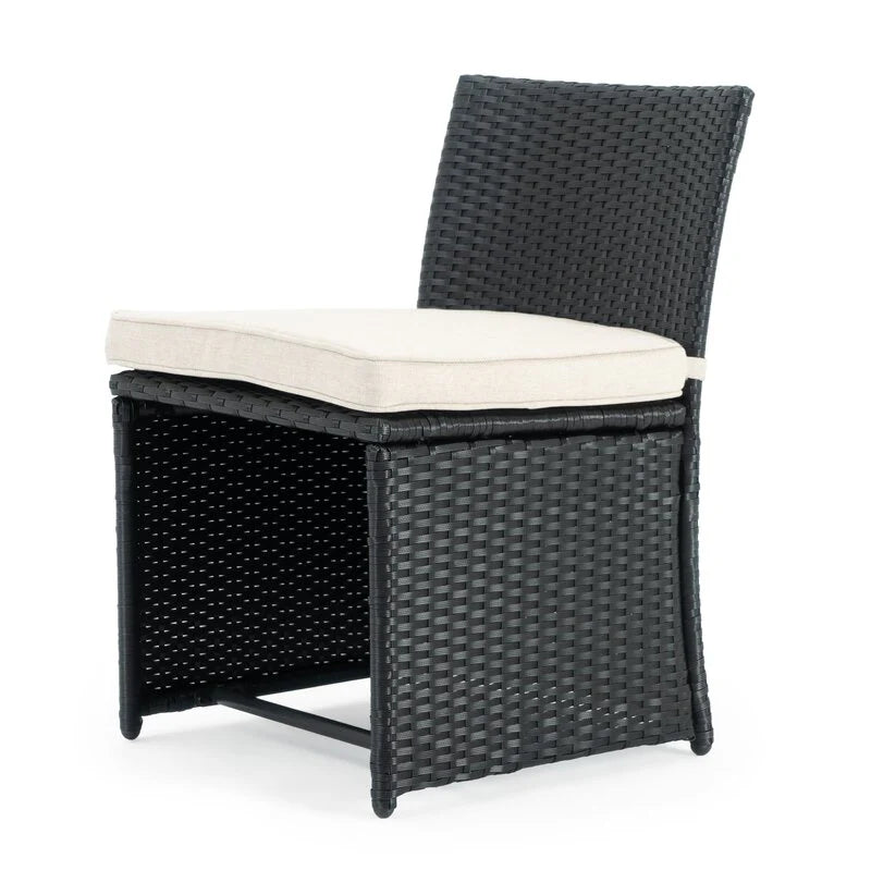 Virasat Outdoor Patio Seating Set 2 Chairs 1 Table Black-VIRASAT FURNITURE & FURNISHING