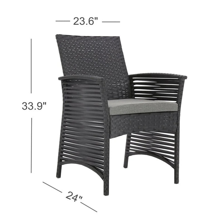 Virasat Luca Outdoor Patio Dining Set 4 Chairs and 1 Table (Black)