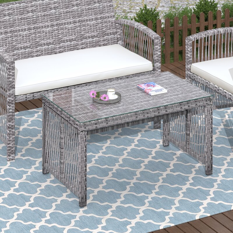 Virasat Outdoor Sofa Set 2 Seater, 2 Single Seater and 1 Center Table (Silver + White)-VIRASAT FURNITURE & FURNISHING